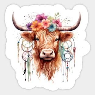 Native American Highland Cow Sticker